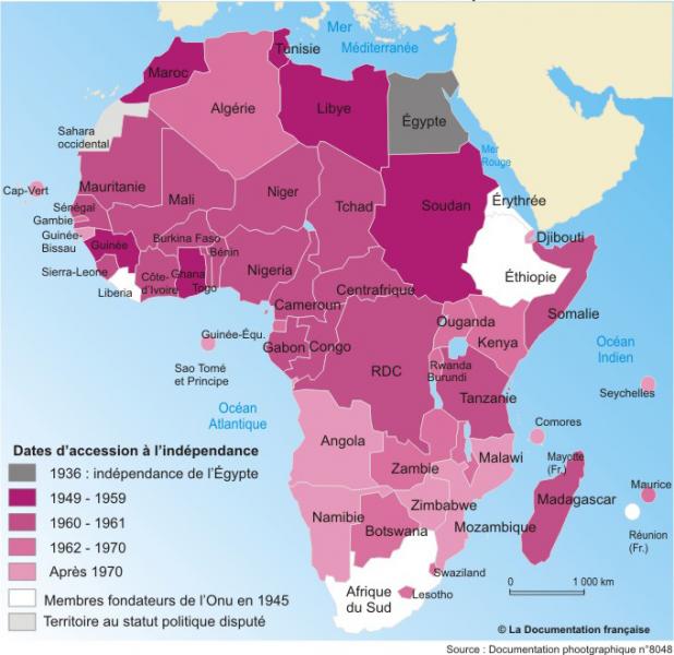 carte de l'Afrique en 1960